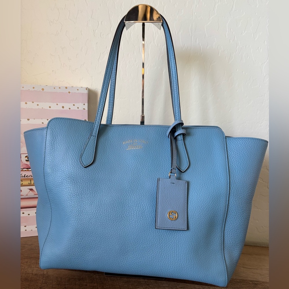 GUCCI Swing Leather Tote Bag